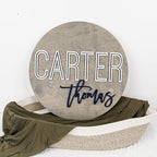 Custom Round Nursery Name Sign, Personalized Wooden Wall Plaque, 12" 18" 24", 30" 3D Wall Art for Children & Kids Rooms, Baby Shower, Hickory Hollow Designs (Carter Thomas)