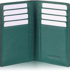 Slim Leather Credit Card Holder for Men & Women 8cc, Italian Calfskin (Pebbled Green)