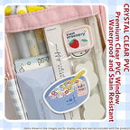 UINSUE Cute Pen case Adorable Bunny Transparent 3-Layer Large Capacity Pencil Case Gadget organizer with Lovely Stickers (Blue Plaid)