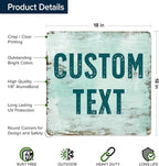 Custom Sign, Custom Street Sign, 11 Font Colors, 13 Font Styles, 4 Hole Options, 22 Sizes, 18x18 Inches, Rust Free DiBound, Fade Resistant, Made in USA by My Sign Center (Shabby Chic)
