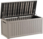 Yardgrace 270 Gallon Heavy Duty Outdoor Storage Box - Extra Large Package Protection for Outside Deliveries, Patio Storage Bench & Resin Deck Chest with Lock, UV-Resistant, Slate Grey