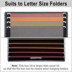 File Organizer, Collapsible Storage Filling Box with Lid for Letter Legal Size Hanging Folders Decorative Linen File Folder Box Document Storage Filing Bin, Dark Gray 2 Pack