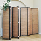 Furnnylane 7 Panel Bamboo Room Divider - Folding Screen for Room Separation, 67" H x 107.5" W
