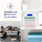 HOMZ 4-Pack 31 Quart Latching Lid, Clear Plastic Storage Organizer Bins, Blue – Stackable Containers for Home & Office Shelves, Kitchen, Garage, and Bathroom Organization