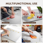 KORVOS Stainless Steel Cutting Board, 15.7"L x 11.8" W Heavy Duty Steel Chopping Boards for Kitchen, Metal Cutting Board with Lip&Non-slip pad, New Textured Against Scratches Surface, Easy To Clean