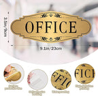 The Office Door Sign for Home and Business，Self-Adhesive Waterproof and Fade-Resistant Brushed Gold Office Sticker for House，Business，Door, Window