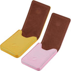 Outus 2 Pieces Business Card Holder, PU Leather Business Card Case Pocket Wallet with Magnetic Shut for Christmas Gift Men Women(Yellow and Pink,Classic)