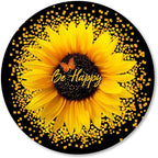IMAYONDIA Round Mouse Pad, Sunflower and Butterfly Mouse Pad, Yellow Flower Mouse Mat, Inspirational Quote Be Happy Mousepad, Non-Slip Rubber Base MousePads for Office Laptop Computer, 7.9 x 7.9 Inch