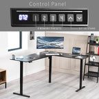 VIVO Electric Corner 75 x 63 inch L-Shaped Standing Desk, Memory Height Adjustment, Black Top Black Frame, DESK-E3CTB-75