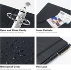 Ospelelf Vintage Hardcover 3 Ring 2 inch Leather Binder, Professional Binders Organizer Suitable for Letter Size Documents, Binder Dividers with Tabs, Black