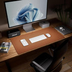 Aothia Double-Sided Desk Pad, 37.8"x17" Leather Desk Mat, Eco Cork Desk Pad Protector,Large Mouse Pad,Waterproof Desk Blotter for Office/Home(Brown)
