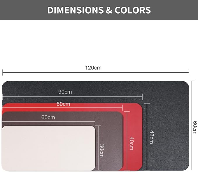 KINGFOM Desk Pad Office Desktop Protecter, PU Leather Desk Mat Blotters Organizer with Comfortable Writing Surface (47.2" x 23.6", White+Gray)