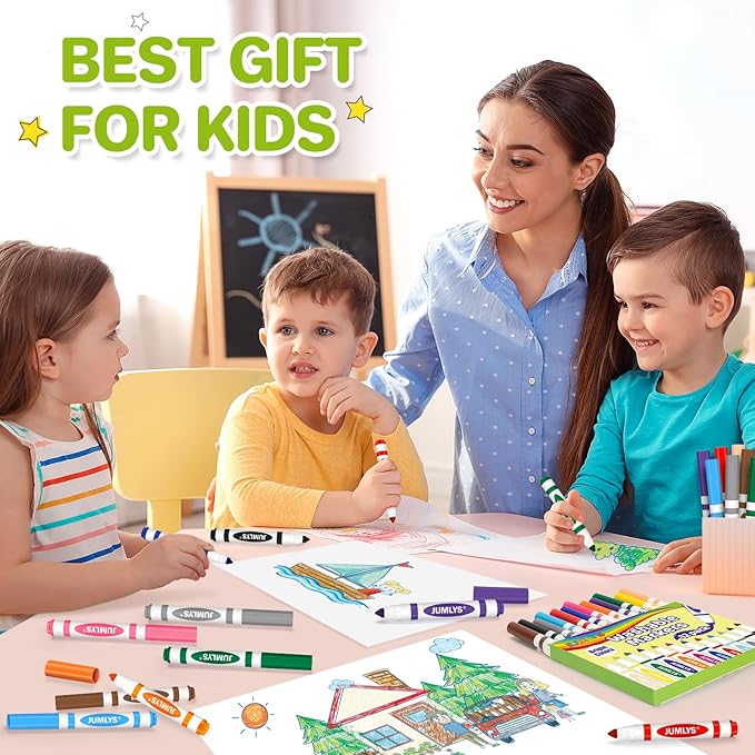 Jumlys 24 Boxes Washable Markers with 12 Colors, Bulk Color Marker for School Classroom, 288 Count Broad Tip Markers for Kids, Classroom Must Haves