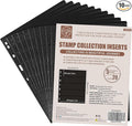 10 Sheets 20 Pages Postage Stamp Album Pages, 5 Pockets 7.7X 1.97in Stamp Collection Inserts, 9 Hole Standard Stamp Collecting Album Sleeves for Stamp Collection Binder IS010510