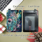 BWEGRHE Small Travel Wallets, Art Mandalas Slim Minimalist Front Pocket Wallet with Wristlet, RFID Blocking PU Leather Credit Card Holder with ID Window Change Purse for Men Women