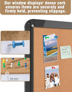 Mifuro 38"x38" Enclosed Bulletin Board, Lockable Weather-Resistant Aluminum Cork Noticeboard for School & Office, Black Frame w/Cork