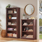 RWYHG 43" Walnut Tall Bookshelf,3-Tier Thick Wooden Book Shelf with Adjustable Shelves,Free Standing Farmhouse Bookcase with Open Display Storage,Floor Vintage Bookshelves for Living Room,Office