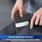 Business Card Holder with Ultra Slim Design, Business Card Case with Premium PU Leather, Suit Pocket Metal Card Holder for Women/Men, Magnetic Closure Quick Access Cards