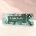 Custom Name Plate for Desk, Desk Name Plate Personalized, Office Decor for Women Men, Acrylic Desktop Accessories, Office Gifts for Coworkers Boss Teacher, Employee Appreciation Gifts (Green/Gold)