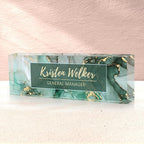 Custom Name Plate for Desk, Desk Name Plate Personalized, Office Decor for Women Men, Acrylic Desktop Accessories, Office Gifts for Coworkers Boss Teacher, Employee Appreciation Gifts (Green/Gold)