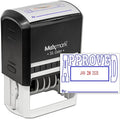 MaxMark Large Self-Inking Rubber Date Office Stamp with Approved Phrase & Date - Blue/Red Ink, 12-Year Band - Style 5
