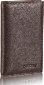 Slim Leather Credit Card Holder for Men & Women 8cc, Italian Calfskin (Pebbled Coffee)
