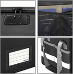 ENGPOW File Box with Lock, Fireproof Document Box with Pockets, Collapsible File Organizer Filing Storage Cabinet with Handle, Portable Home Office Safe for Hanging Letter/Legal Folders,Black,2 Pack