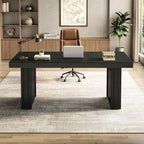 Tribesigns 63" Executive Desk, Large Office Computer Desk with Heavy-Duty Legs and Thickened Desktop, Elegant Writing Workstation Study Table Conference Table for Office, Black