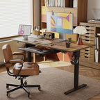 Agilestic Height Adjustable Desk with Keyboard Tray, 55 x 24 Inches Electric Standing Desk with Memory Preset, Stand up Computer Table, Lightweight Board, Dark Brown