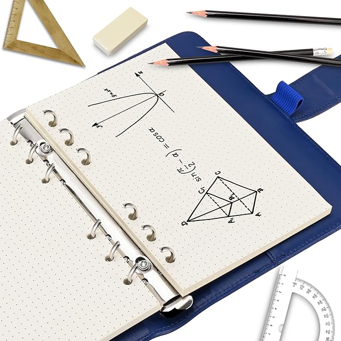 A6 Dot-Ruled Refill Paper, 100gsm Thick Beige No-Bleed Sheets (2 Packs, 80 Sheets Each), Pre-Punched – Fits A6 6-Ring Binders for Office, School & Teachers