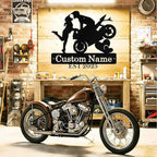 Custom Motorcycle Couple Metal Signs Personalized Biker Couple Name Sign Custom Garage Decor Motorbikes Wall Art Decor Motorcycle Sign Wedding Valentine's Day Gift for Couples