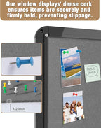 Mifuro 28"x26" Enclosed Bulletin Board, Lockable Weather-Resistant Aluminum Cork Noticeboard for School & Office, Black Frame w/Grey Flet