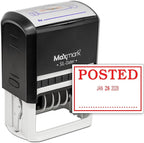 MaxMark Large Self-Inking Rubber Date Office Stamp with Posted Phrase & Date - Red Ink, 12-Year Band - Style 3