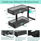 Beleeb Under Sink Organizer, 1-Pack of 2-Tier Metal Slide Out Pull Out Cabinet Organizer Shelf, Height Adjustable Organization and Storage Series, Bathroom/Desktop/Cabinet/Kitchen organization, Black