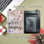 BWEGRHE Small Travel Wallets, Sakura Butterfly Slim Minimalist Front Pocket Wallet with Wristlet, RFID Blocking PU Leather Credit Card Holder with ID Window Change Purse for Men Women