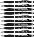 SyPen Personalized Stylus Pens With your Custom Logo or Text-600 Pack Bulk-for Businesses, Parties, and Events, 2 in 1 Ballpoint Pen & Stylus for Touchscreen Devices, Black Barrel, Black Ink