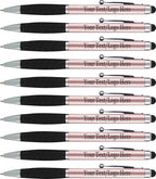 SyPen Personalized Pens With your Custom Logo or Text-600 Pack Bulk-for Businesses, Parties, and Events, 2 in 1 Ballpoint Pen & Stylus forTouchscreen Devices, Rose Gold Barrel, Black Ink