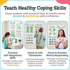 Mental Health Posters - 12 PCS (11"x14") - Coping Skills, Boundary Statements and Growth Mindset for Classroom, Therapy Office, Counseling Decor, Mental Health Gifts, School Counselor, Psych Supplies