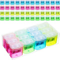 Tenare 48 Pieces Back to School Pencil Sharpeners Manual Double Hole Pencil Sharpener with Lid Hand for Home School Office, Handheld Plastic Crayon Grinder, Pink, Yellow, Green, Blue