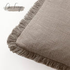 Foindtower Set of 2 Decorative Linen Fringe Throw Pillow Covers Boho Farmhouse Cushion Cover with Tassels Accent Pillowcase for Couch Chair Sofa Bed Living Room Home Decor,22×22 Inch,Brown Tan