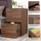 FATIGOS 2 Drawer File Cabinets, Wood File Cabinet with Hanging Bar for Letter Size, Under Desk Drawer, Small File Cabinets for Home Office, Dark Walnut