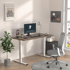 FLEXISPOT E6 3-Stage Dual Motor Electric Standing Desk 55 x 28 Sit Stand Up Desk, Holds 220 lbs, Adjustable Height w/Memory Presets, One-Piece Brown Wood Grain Desktop & White Frame, Ships in 2 Boxes
