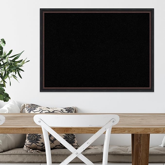 Amanti Art Black Cork Board for Wall, 22x30 Vision Board with Black Wood Frame, Medium Corkboard Office Decor for Home Organization, Casual Corkboard Pinboard to Display Items for Home Organization