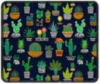 Auhoahsil Mouse Pad, 12 x 10 in Cactus Theme Computer Mouse Pad for Desk, Premium-Textured Non-Slip Rubber Stitched Edges Waterproof Square Mouse Mat for Gaming Work Wireless Mice, Black