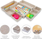 Welaxy Desk Drawer Organizer Tray, 8-Piece Beige Office Storage, Nordic Minimalist Lifestyle (Oatmeal)