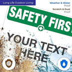 Custom Safety First Sign, OSHA Sign, 24x30 Inches, Rust Free .063 Aluminum, Fade Resistant, Indoor/Outdoor Use, Made in USA