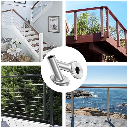 BLIKA 80 Pack 25 30 35 Degree 1/8" Angle Beveled Protector Sleeves for Stair Cable Railing, T316 Stainless Steel, Cable Railing Hardware Kit 30 Degree Angle Protector Sleeves for Wood Post