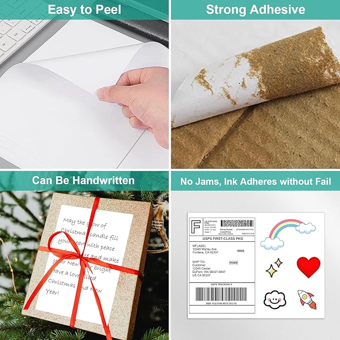 MFLABEL Half Sheet Labels with Self Adhesive, 8.5 x 11 Inches Packaging Labels, Address Labels, Shipping Labels for Laser & Inkjet Printers, 50 Count(25 Sheets)