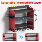 CFMASTER Power Tool Organizer Wall Mount with Charging Station - Heavy-Duty Cordless Drill Holder,Adjustable Tool Storage Rack for Garage,Workshop,Wall-Mounted Tool Organizer Gifts for Fathers Day