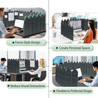 BXI Foldable Felt Desk Divider, 16.5 x 86 Inches Non-Tip Privacy Panel Partition, Versatile Cubicle Shield with Clips for Hanging Notes & Items, Acoustic Table Screen for Office Home Classroom